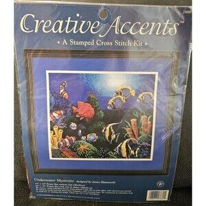 Creative Accents Counted Cross Stitch Kit 7880 Underwater Ocean Scene Fish New